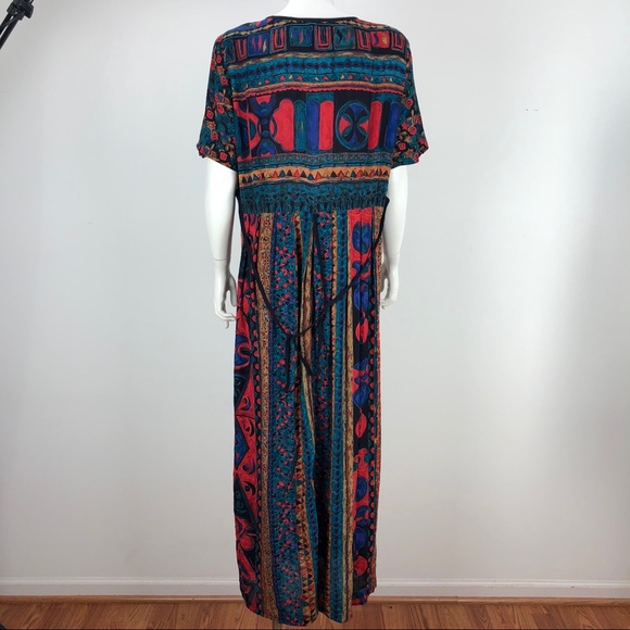 Carole Little Full Length Boho Hippie Dress - 12 - Picture 4 of 8